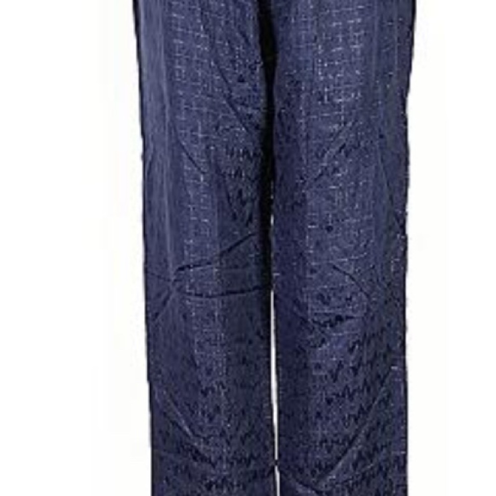 Elizabeth & James Rayon/SILK Blend Navy & Gold Metallic Cropped Pants S - Picture 3 of 15